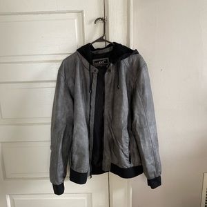 Leather Hooded Jacket